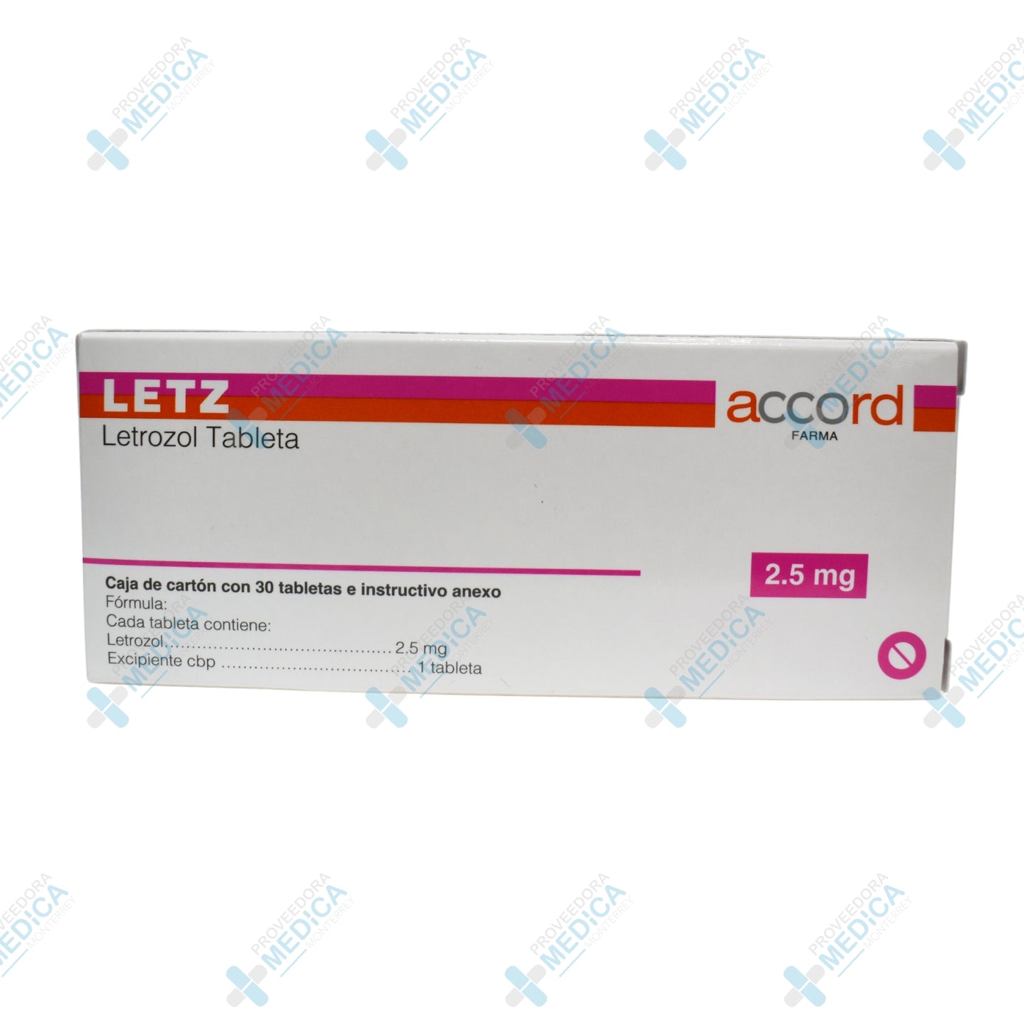 LETZ Letrozol tableta 2.5 mg oral Accord Farma caja con 30 tabletas