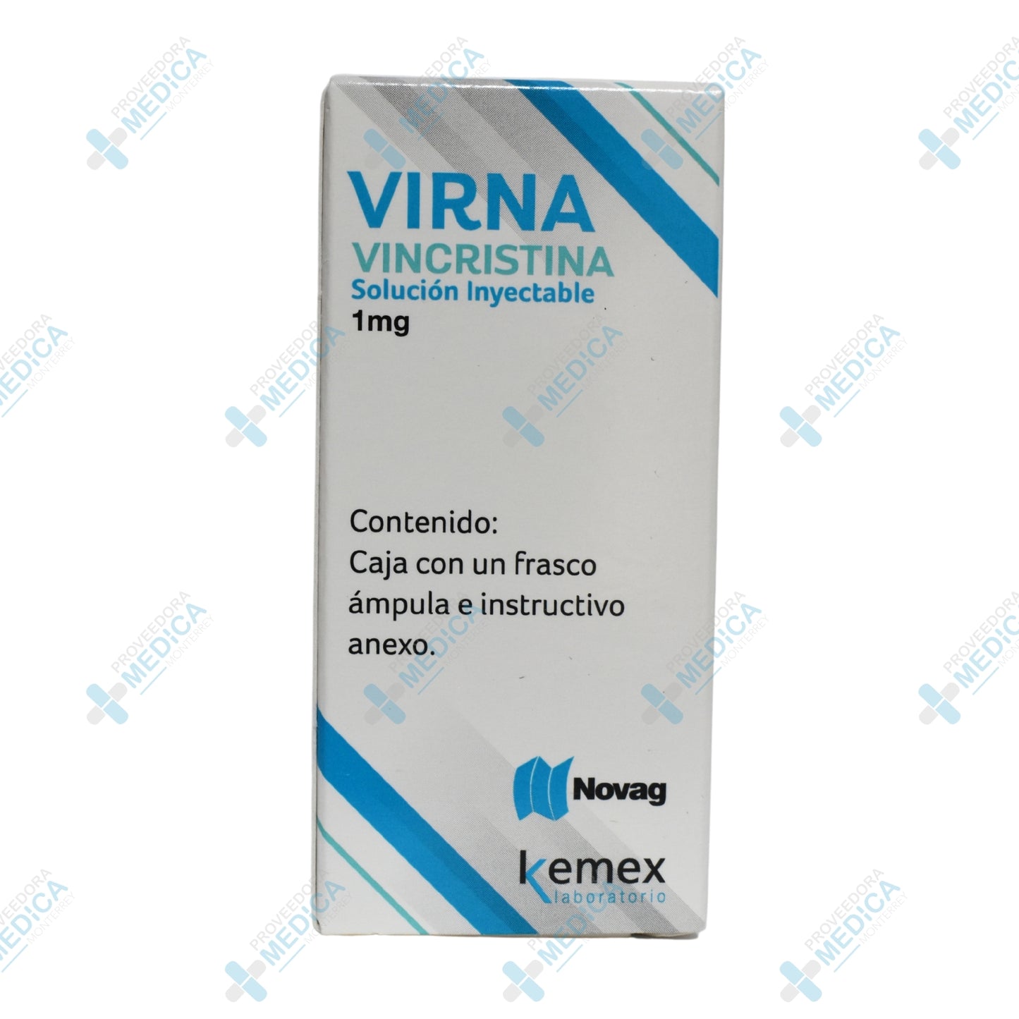 VIRNA Vincristina solución inyectable 1mg caja con un frasco ampula Novag Kemex Laboratorio