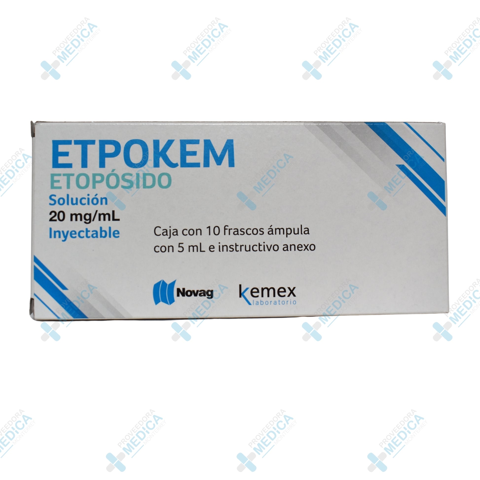 ETPOKEM Etoposido solución 20 mg/ml inyectable caja con 10 frascos ampula con 5 ml Novag