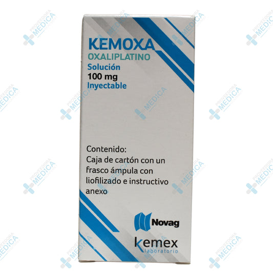 KEMOXA Oxaliplatino solución 100 mg inyectable caja con un frasco ampula con liofilizado Novag Kemex Laboratorio