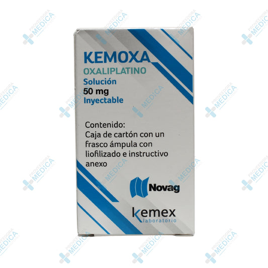 KEMOXA Oxaliplatino solución 50 mg inyectable caja con un frasco ampula con liofilizado Novag Kemex laboratorio