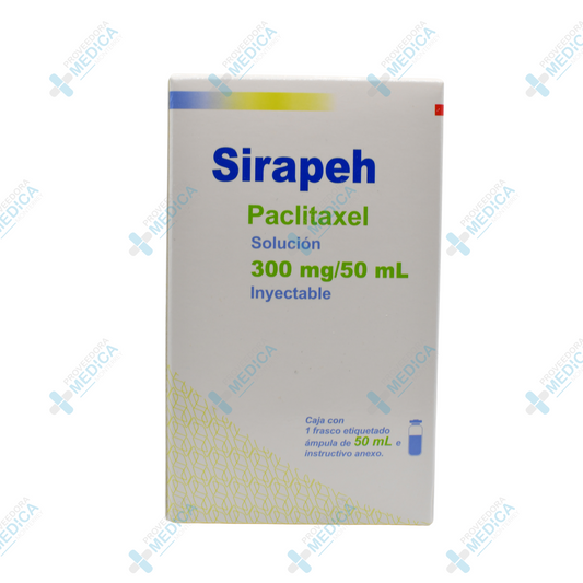 SIRAPEH&nbsp;Paclitaxel solución 300 mg 50 ml inyectable caja con 1 frasco ámpula&nbsp; etiquetado 50 ml Ultra Laboratorios