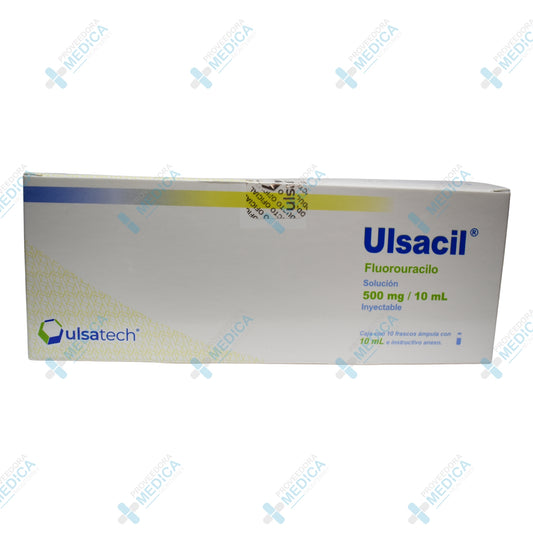 ULSACIL Fluorouracilo solución 500 mg 10 ml inyectable caja con 10 frascos ampula con 10 ml Ulsa Tech