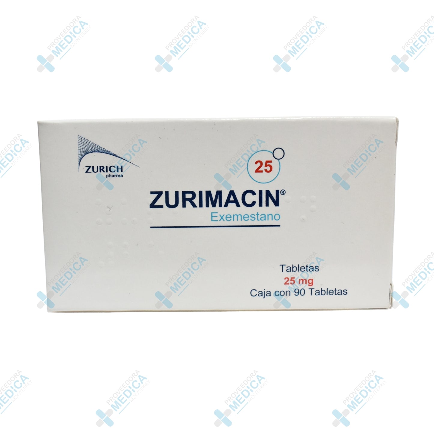 ZURIMACIN Exemestano tabletas&nbsp; 25 mg caja con 90 tabletas Zurich Pharma&nbsp;
